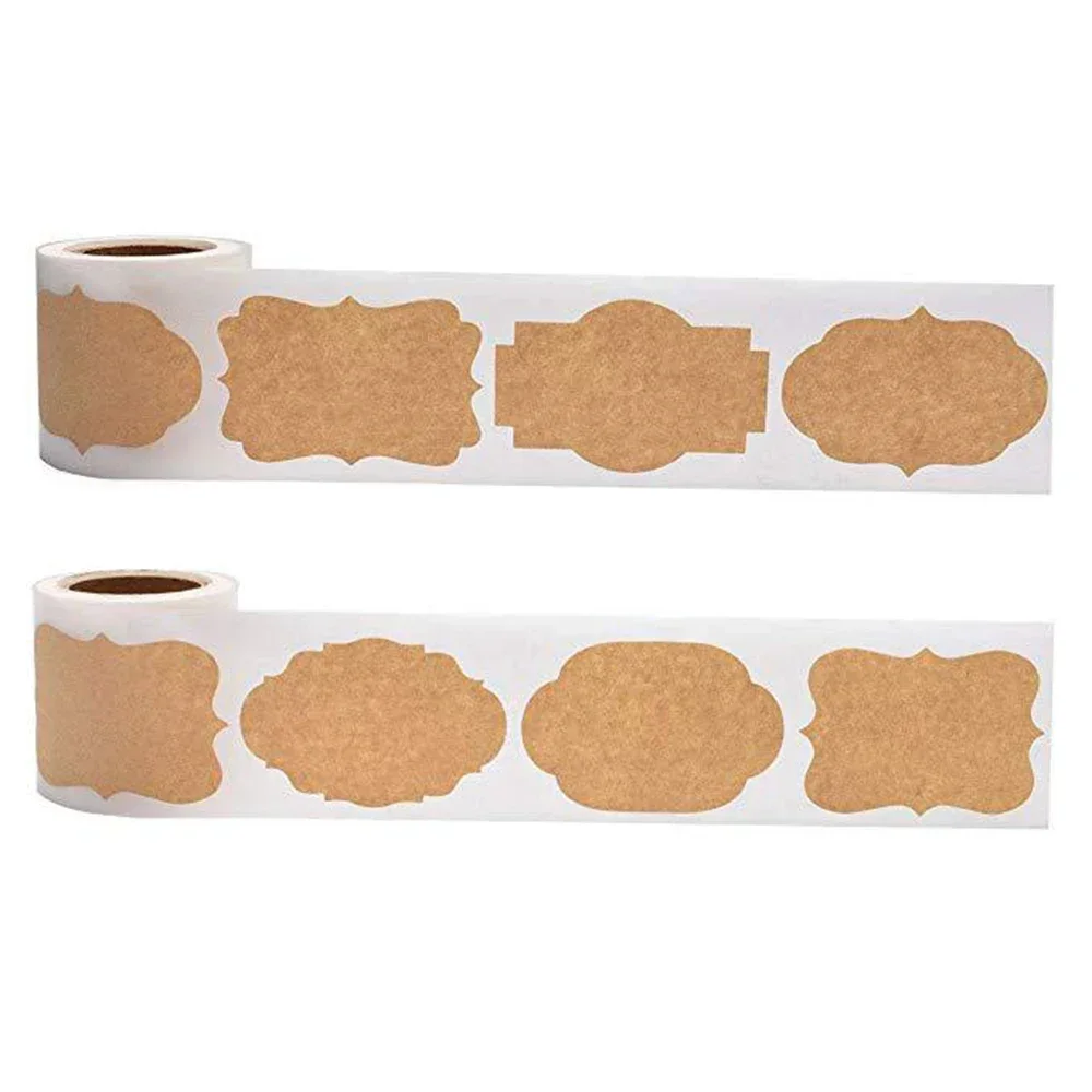 300pcs Kraft Paper Stickers 30x50mm - Blank Decorative DIY Labels for Baking Packaging & Crafts