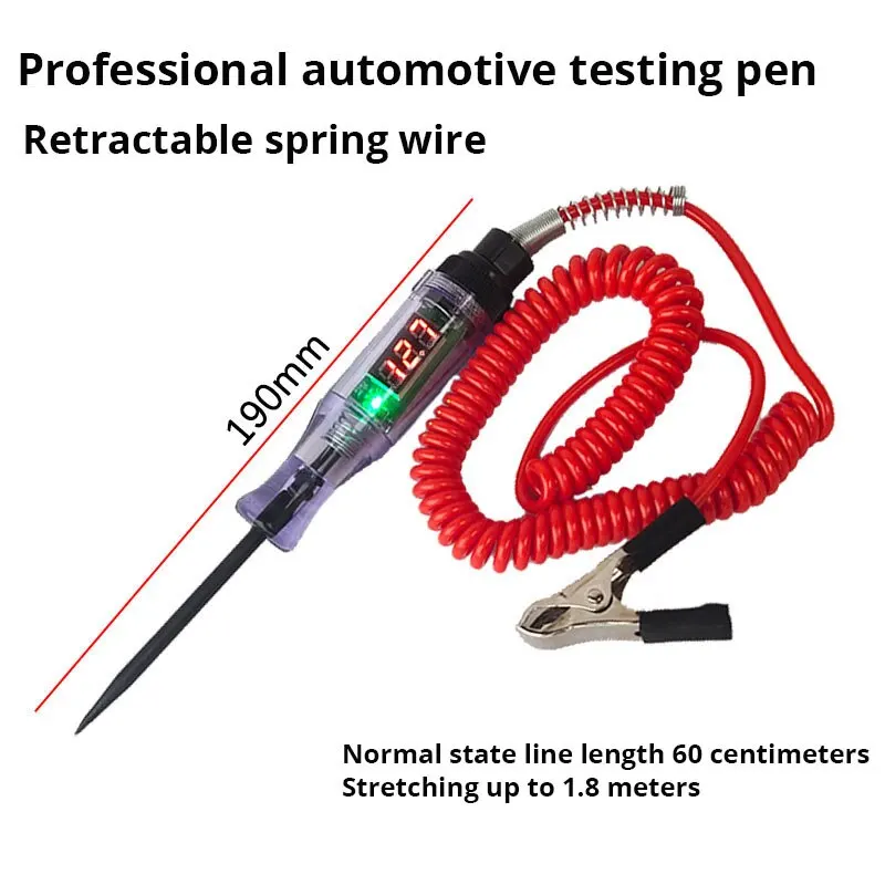 Probador de circuito de voltaje de camión y coche, 6V, 12V, 24V CC, pantalla Digital, pluma de sonda larga, Bombilla, herramientas de diagnóstico de automóvil, reparación de automóviles