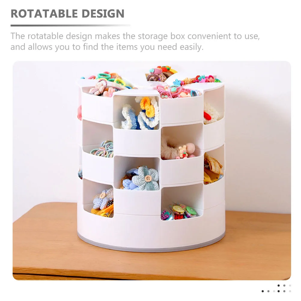 

Lovely Hair Accessories Storage Box Organizer Holder Cartoon Rotatable Large Capacity Container For White