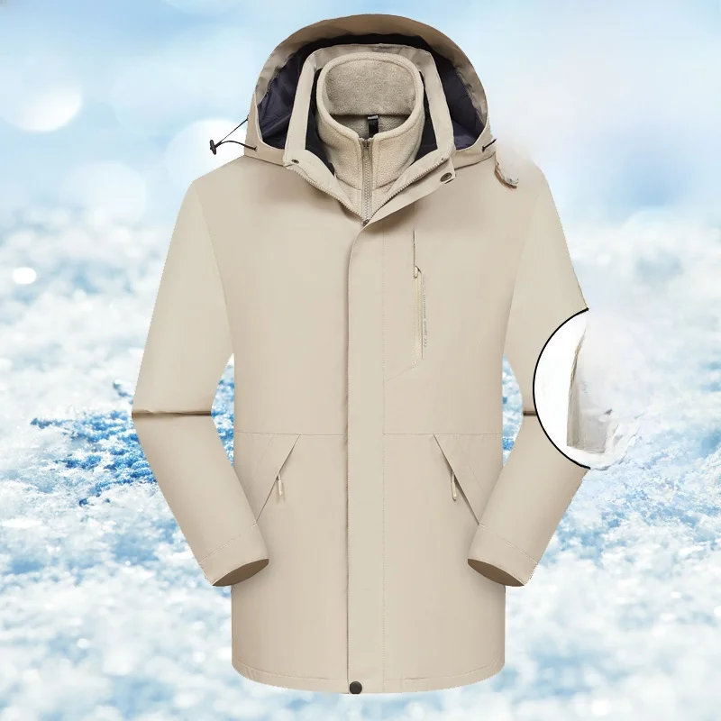 

Серебристая мужская куртка-трансформер с меховой подкладкой для походов и альпинизма, теплая, утолщенная, молодежная, больших размеров