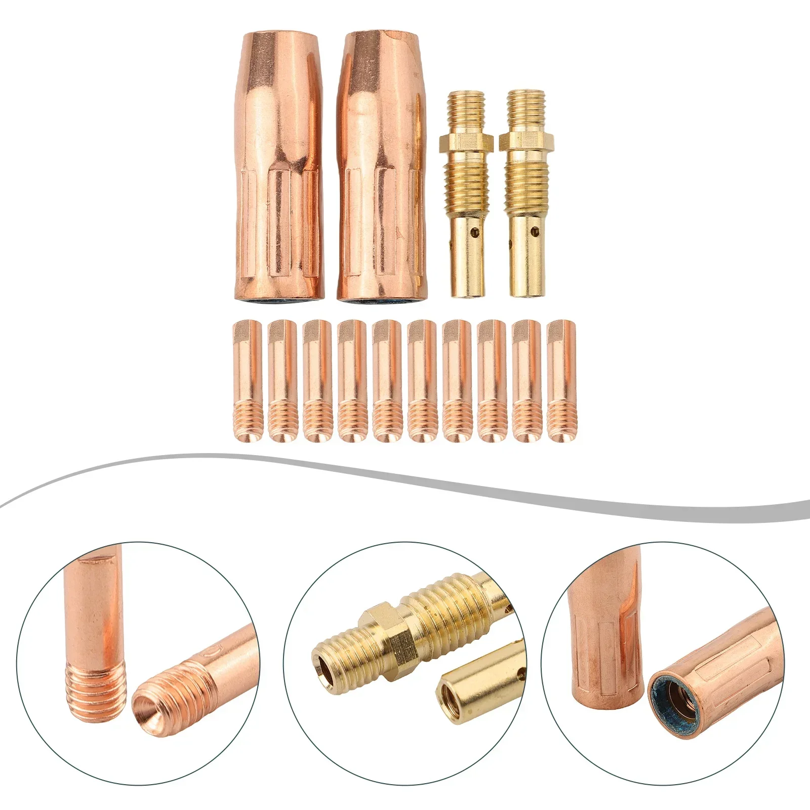 New MIG Welding Copper 14pcs Contact Prompt For 100L Contact Tip Link 0.6mm-1.2mm MIG Welding Mig Welding Kit