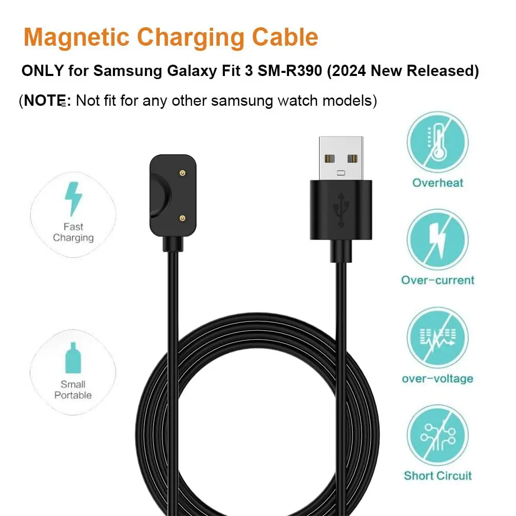 Compatible for Samsung Galaxy Fit 3 Charger Cable, Magnetic USB C Replacement Charging Cable Dock for Galaxy Fit3 Smartwatch