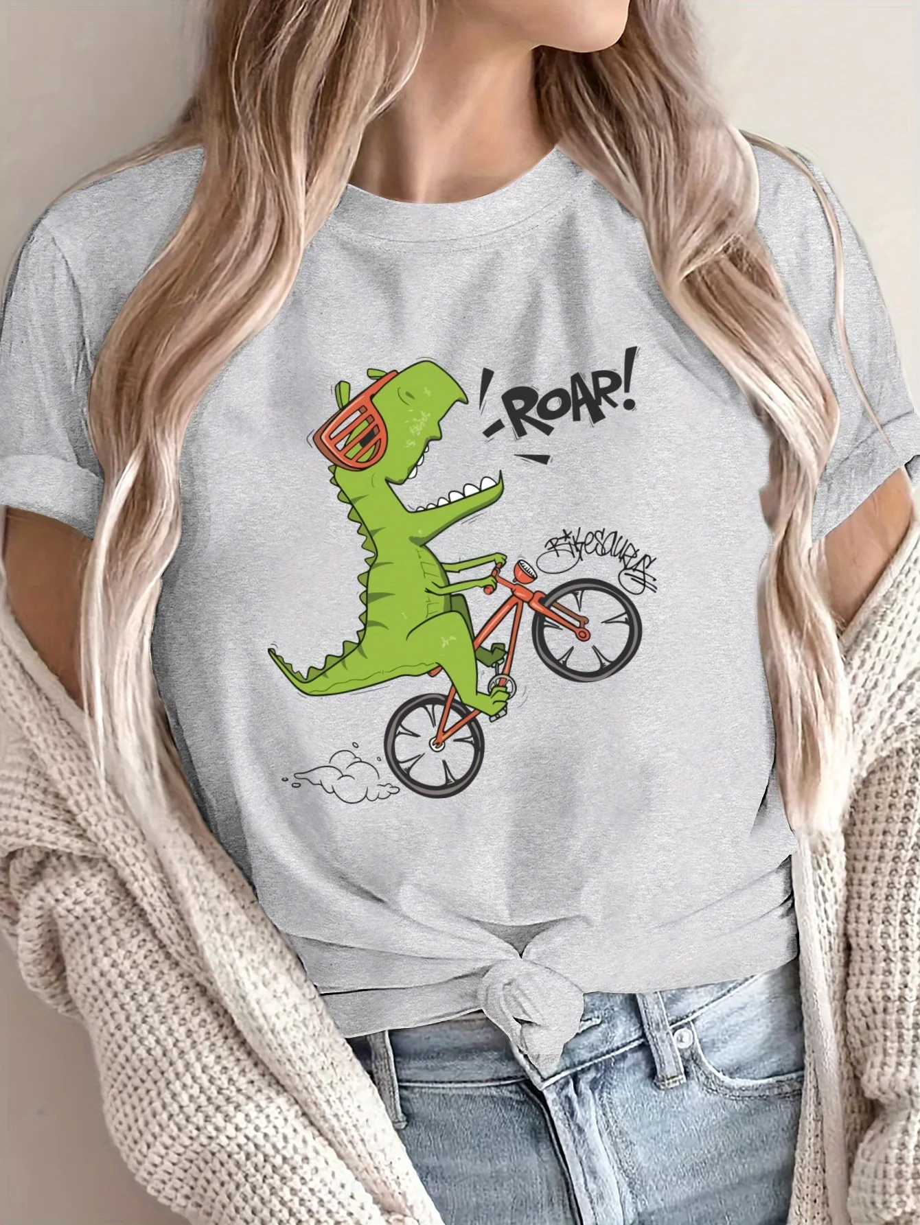 

Cartoon Dinosau Graphic Printing Summer Autumn Winter Cotton Men and Women T-shirt Short Sleeve Luxury Outdoor Sports Brand