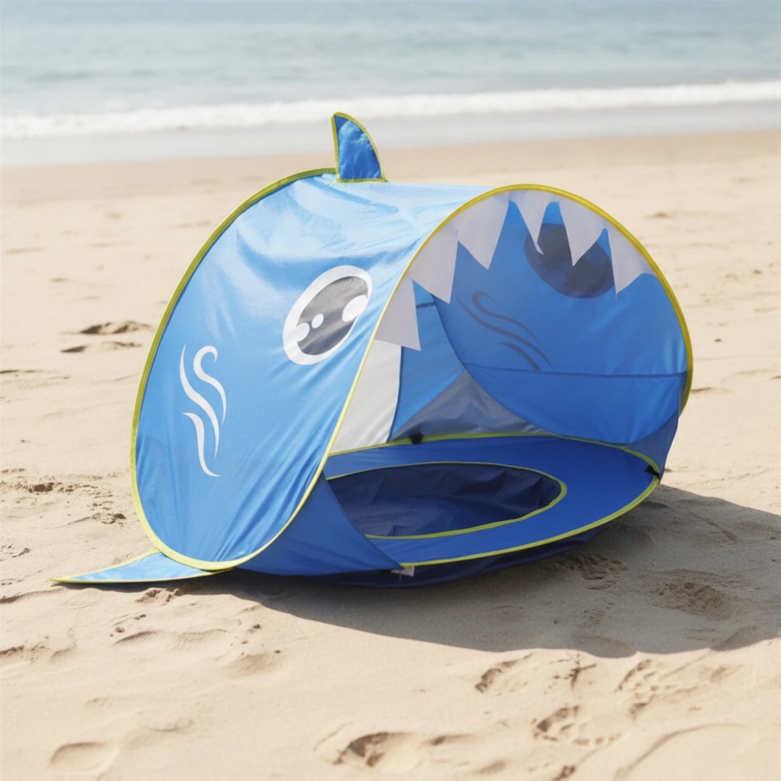 Shark Beach Tent Easy to Carry Play Tent with Removable Canopy Portable Beach Cabana Water Repellent Sun Shelter Long-Lasting
