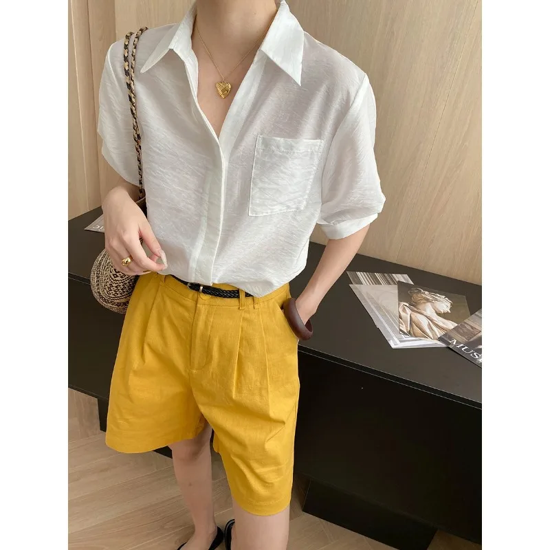 

Suzhou Siran Clothing High nce Commuter Sle Loose Fit Collarl irt Breathable Lyocell Blended Single ket