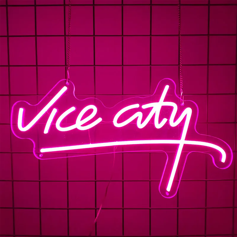 Vice City LED Neon Sign, USB Neon Lighting, Wall Decoration, Home Accessory, Personalized Gift, Birthday Gifts, Game Room Decor