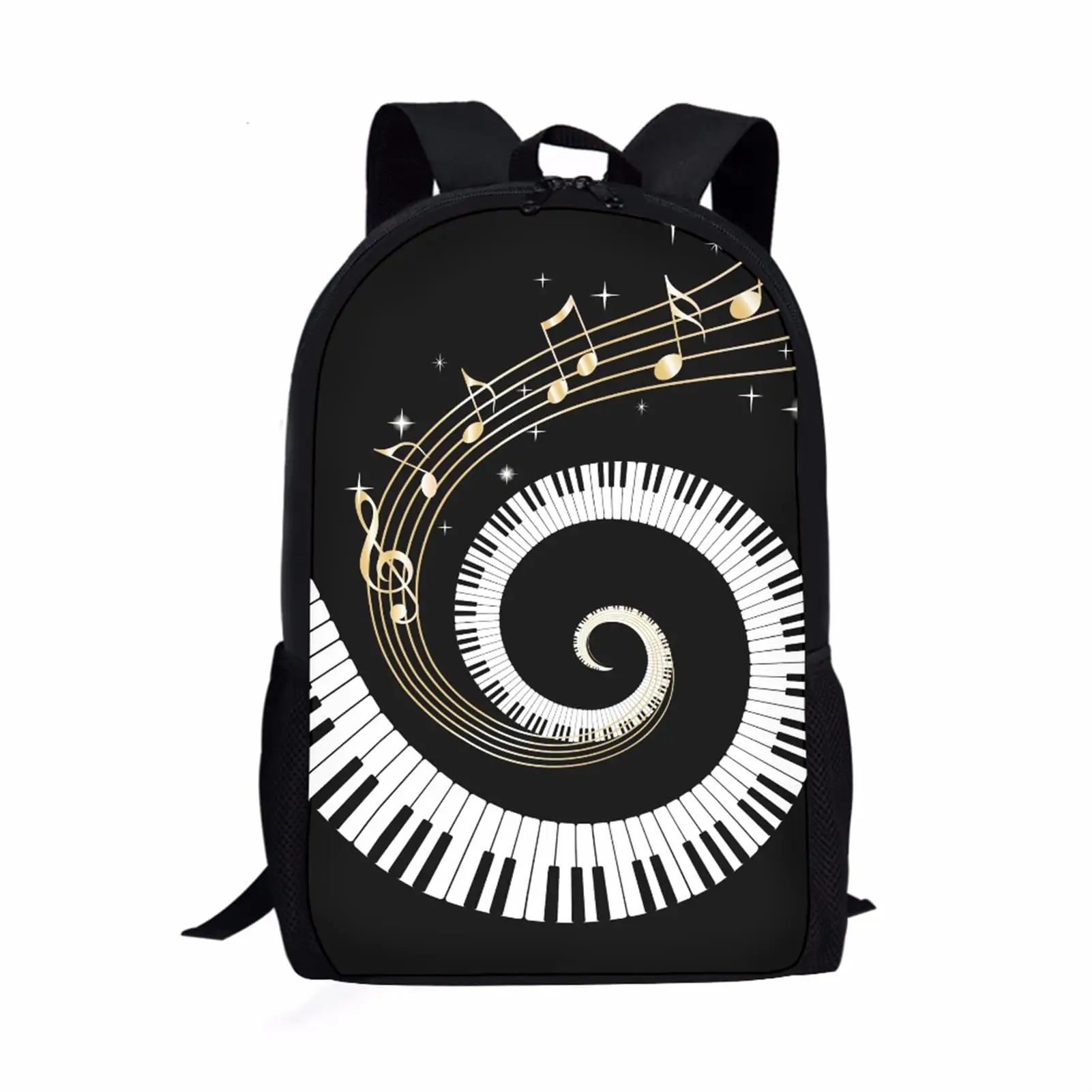 Artístico Piano Key Pattern Book Bag para alunos da escola, grande capacidade, 16 Polegada sacos escolares, mochila multifuncional para meninos e meninas