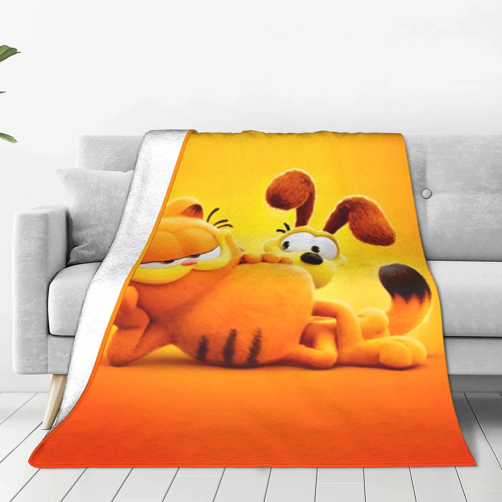 G-Garfielded Odie Friendship Poster Blanket Cute Cartoon Flannel Throw Blanket Printed Ultra-Soft Warm Multi-function Thin Quilt