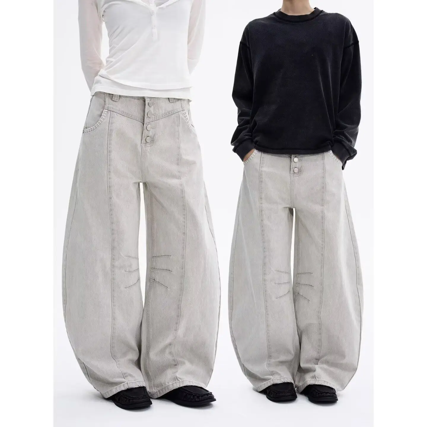 

Y2K Workwear Jeans Women High Waist Wide Leg American High Street Spring Loose Straight Leg Curved Knife Pants