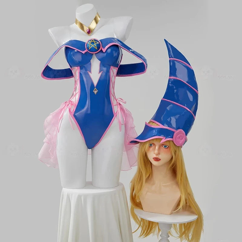 

Anime Dark Magician Mana Cosplay Costume Women Sexy Leather Bodysuit Hat Suit Bunny Girl Uniform Halloween Carnival Clothes