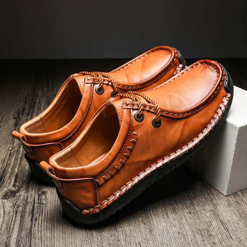 

Handmade Large Size Men's Shoes Fashionable Driving Shoes British Style Four Seasons Bean Shoes roundWalking Driving Shoe