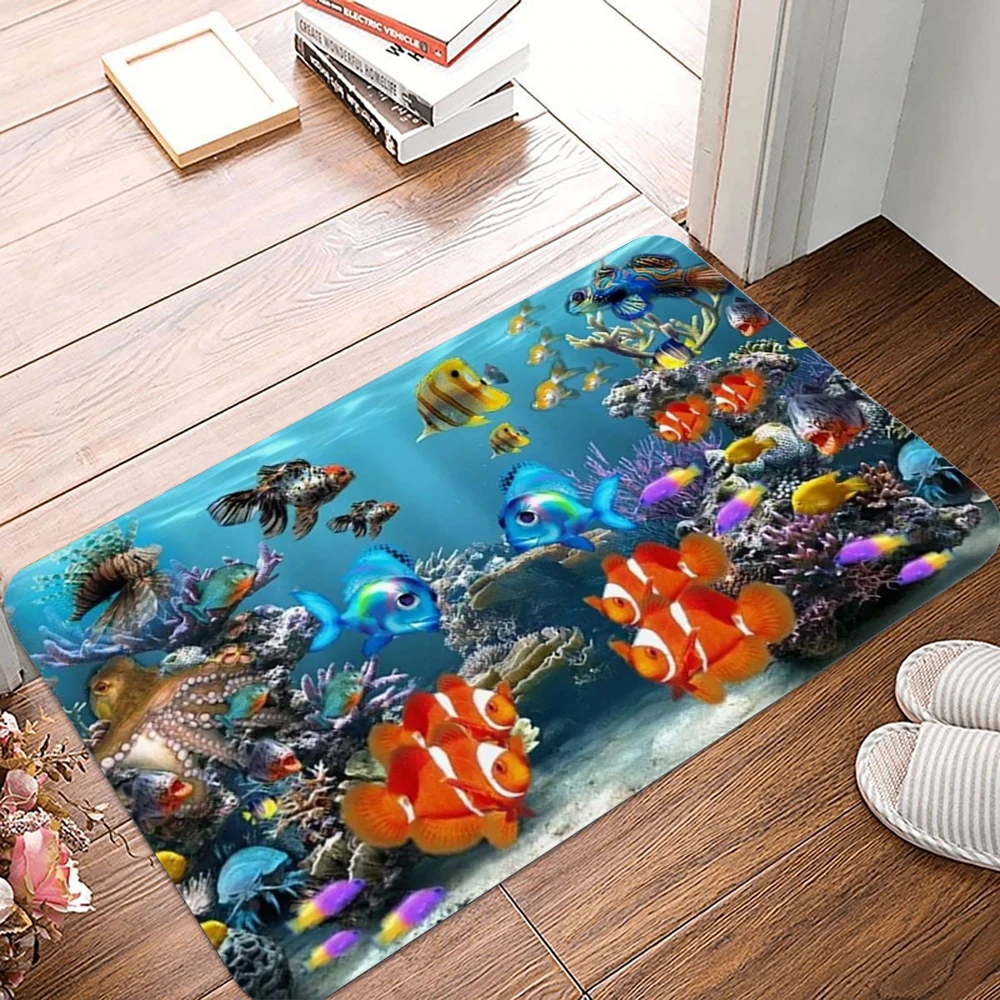 Fußmatte mit Küsten-Ozean-Leben-Aufdruck, rutschfest, waschbar, für Strand, Haus, Wohnzimmer, Schlafzimmer, Eingangsbereich, nautisches Dekor, weiche Fußmatte