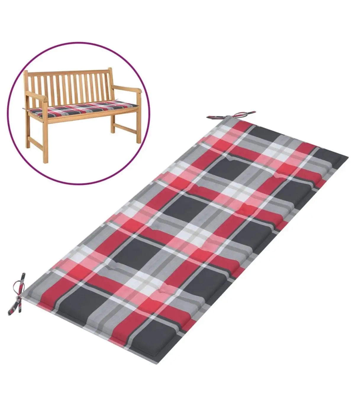 Cushions for chairs and sofas garden bench cushion fabric pattern red checkered 120x50x3 cm