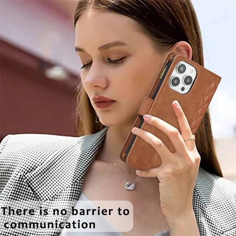 

Флип-кожаный чехол для телефона iPhone 11, 12, 13, 14, 15, 16, 17 Pro Max Plus, длинный ремешок на молнии, чехол-кошелек для карт