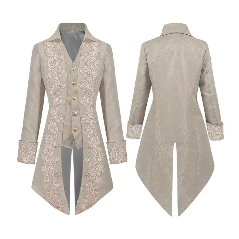 เสื้อโค้ทชายสไตล์ยุคกลางแบบเจ้าชาย แต่งลูกไม้สไตล์โกธิค ยุควิกตอเรีย สำหรับการแสดงบนเวทีและคอสเพลย์