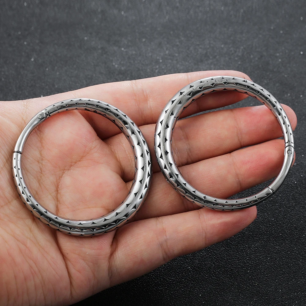 Giga 2Pcs 50mm Gauges Round Stainless Steel Ears Dangle Ear Weights Hanger 4mm(6g) for Stretched Earrings Piercing Body Jewelry