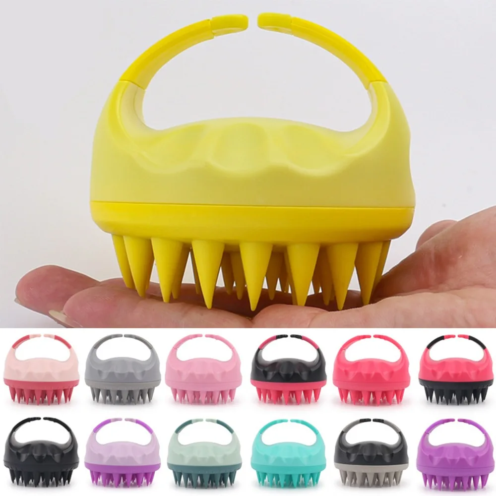 

Portable Silicone Shampoo Brush with Handle Multipurpose Scalp Scrubber Practical Shower Brush Bathroom