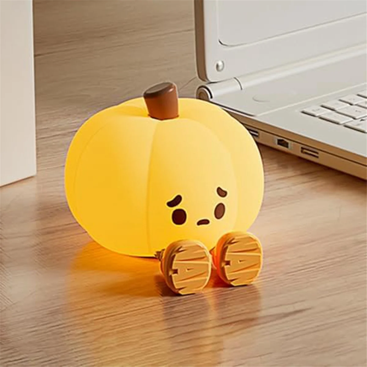 Lámpara de luz nocturna con Sensor táctil de calabaza, lámpara de noche de Navidad, lámpara LED recargable de silicona