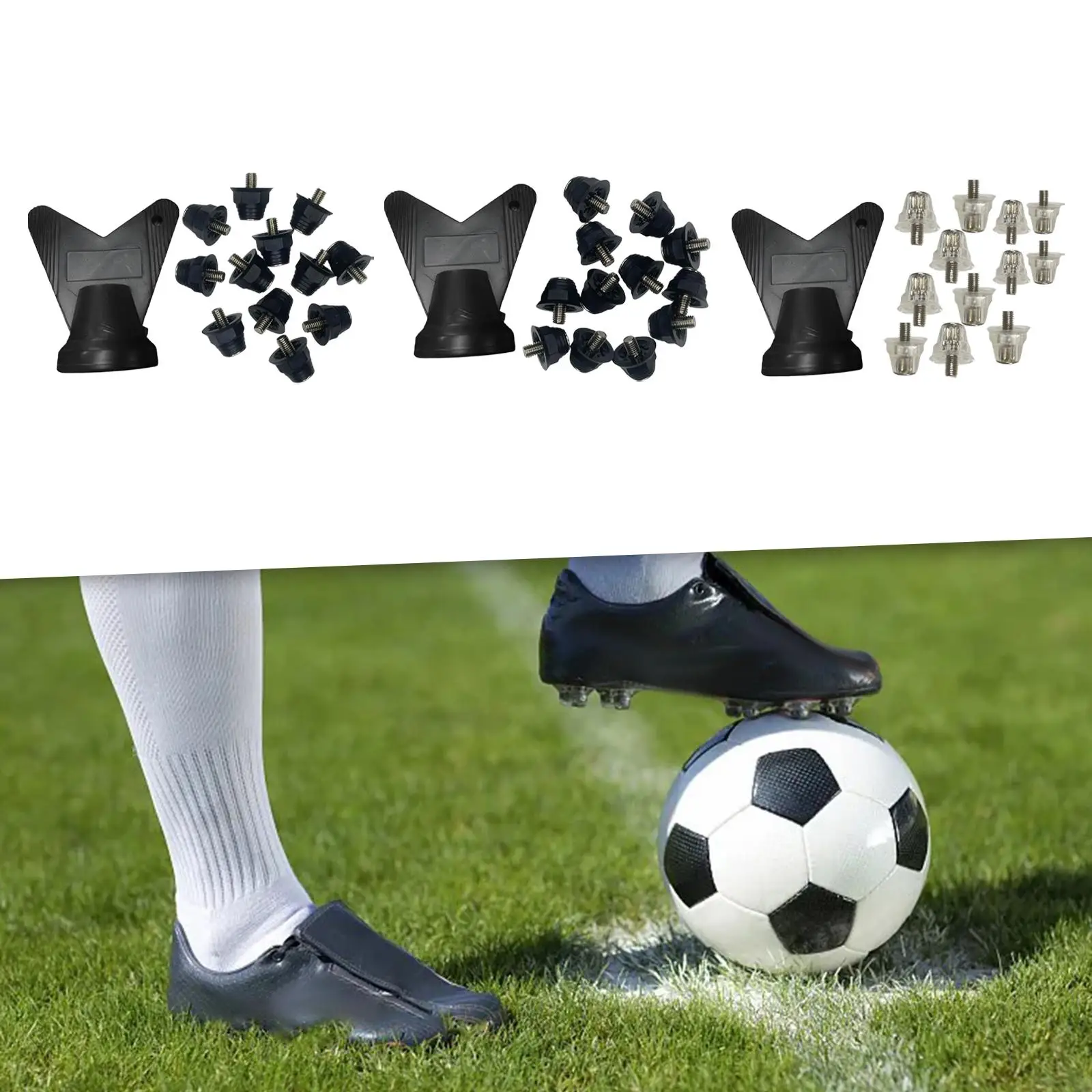 12Pcs Soccer Studs Firm Ground M5 Threaded Non Slip Rugby Shoes Studs for Indoor Outdoor Sports Competition Athletic Sneakers