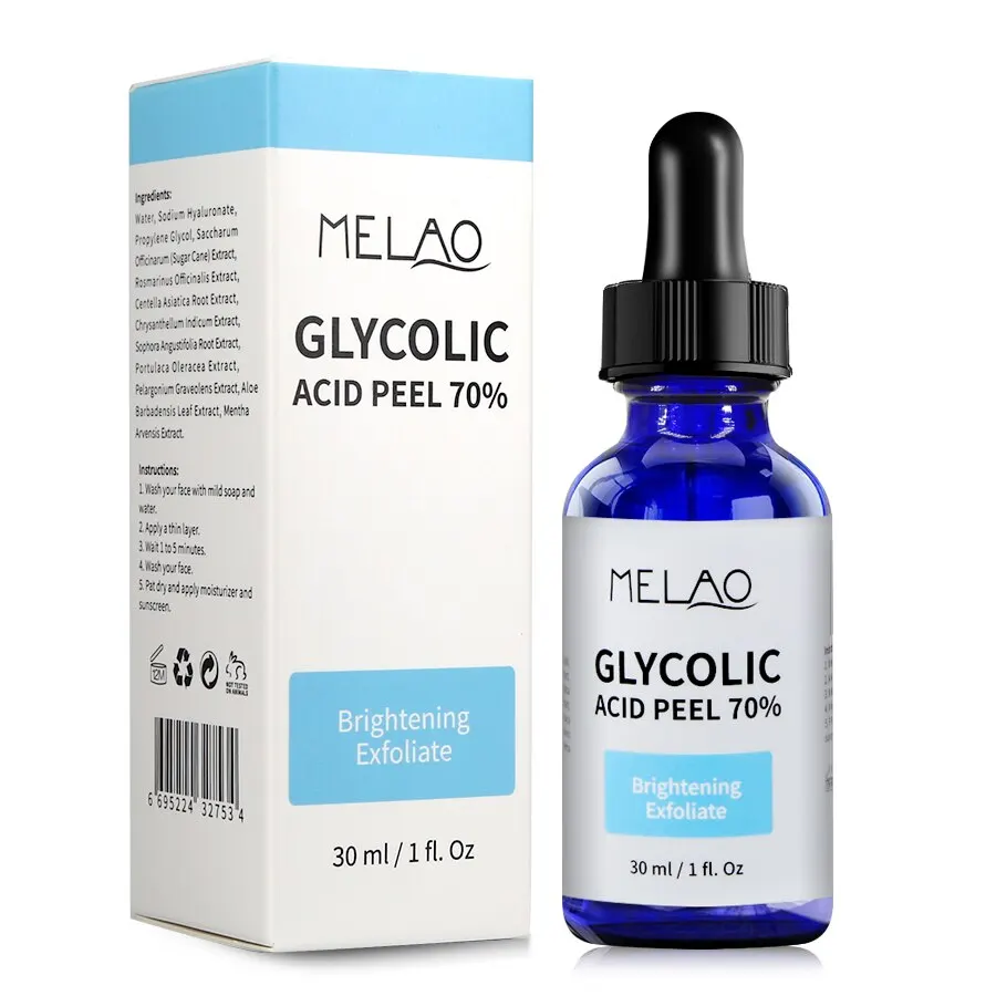 MELAO Peel 70% Water Glycolic Face Serum Exfoliates and Minimizes Pores Reduce Acne Breakouts and Appearance of Aging and Scars