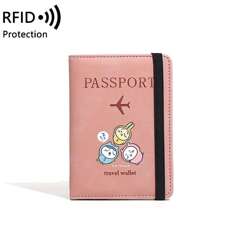 Image 5: Porte-passeport RFID Chiikawas pour femmes et hommes, portefeuille de voyage, organiseur de documents, porte-documents portable imperméable pour filles, cadeau pour passeport
