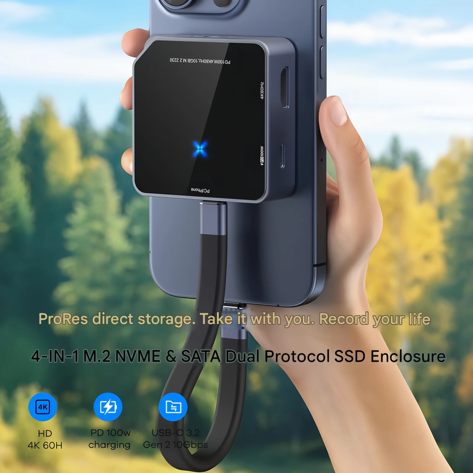 Magnetic hard disk box SSD solid state 2230 with fan PD fast charging typec3.2 thunderbolt mobile phone mobile hard disk box