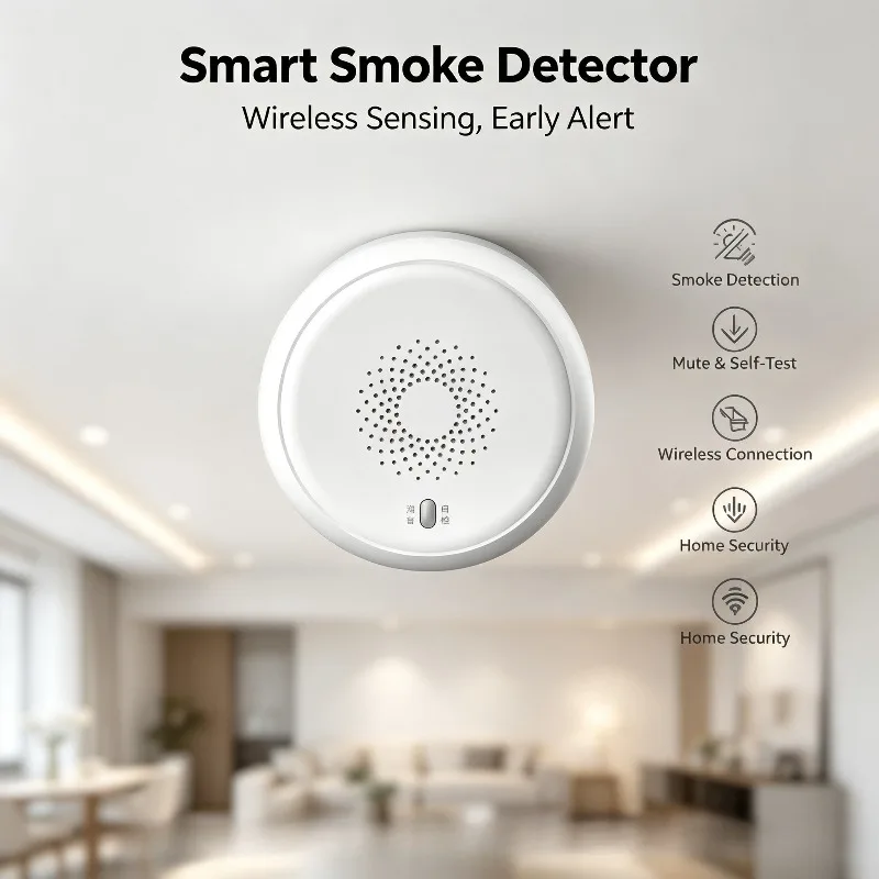 Smart Smoke Detector, Home Smoke Alarm Sensor, Multi-scene Household Security Alarm