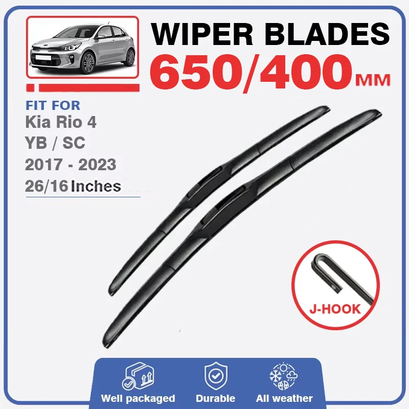 Front Rear Wiper Blades For Kia Rio 4 YB / SC 2017 - 2023 Windshield Windscreen Accessories Window Silicone Original Back Wiper