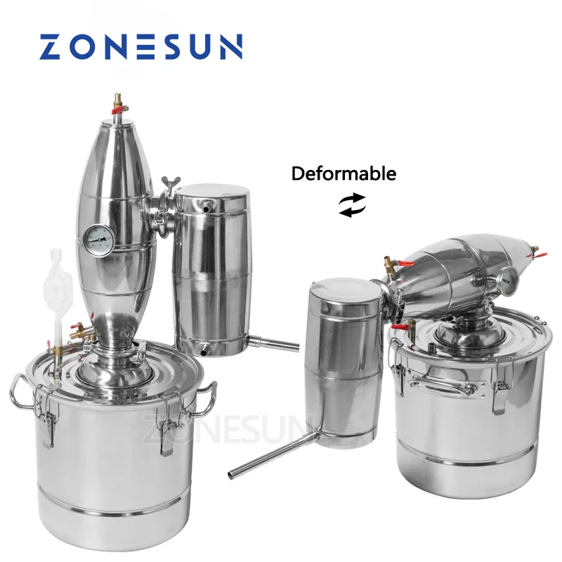 ZONESUN Kitchen Tools Distiller Barware Brewing Machinery Stainless Steel Wine Making Boiler Alcohol Brew Kit Device Bar Set