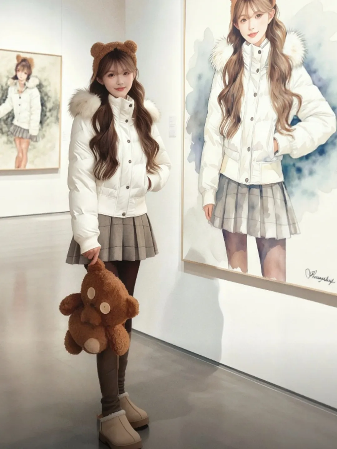 

Chic Hooded Cotton Jaet Korean Sle Slim Fit Long Sve ort Length Button Detail Pure Color Spring Faionable Cotton Coat