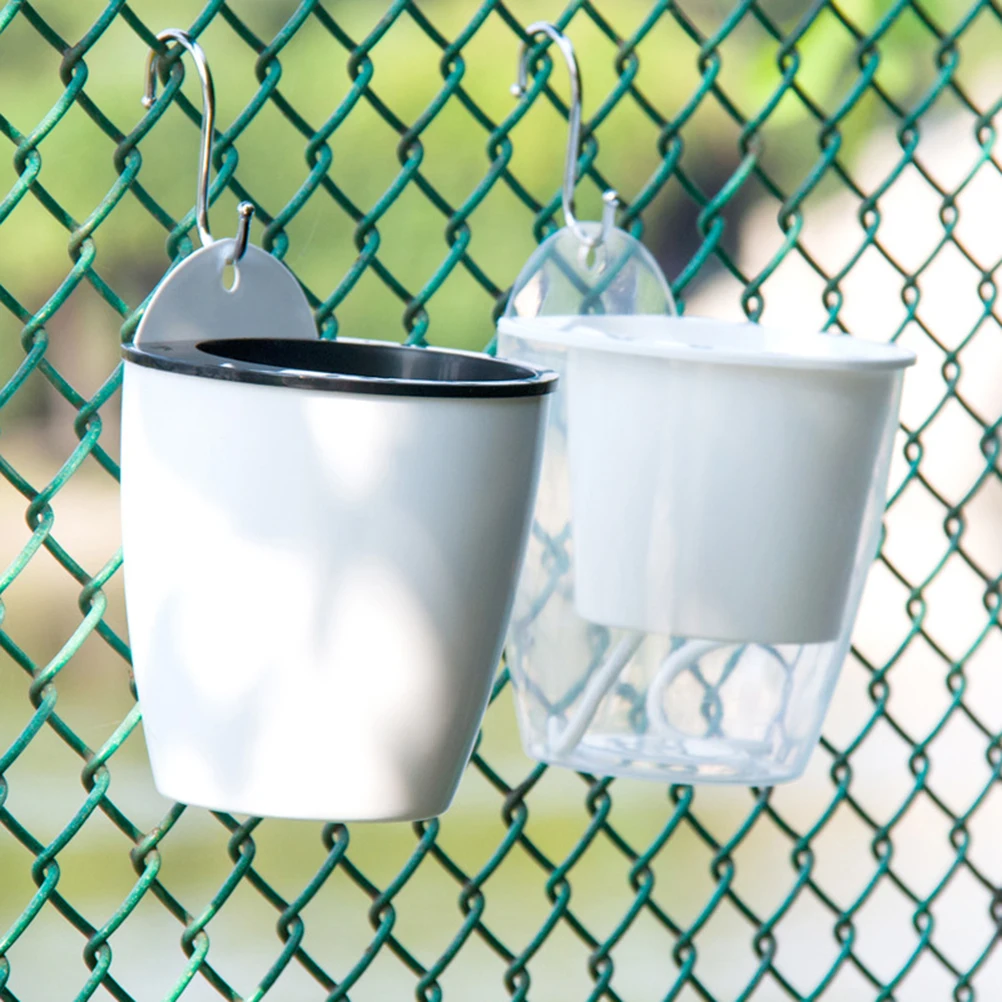 

3 шт., автоматический водопоглощающий цветочный горшок из смолы, настенный ленивый кашпо, хлопковая веревка, гидропоника, садовый контейнер для растений, белый