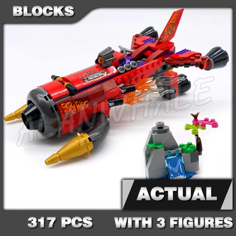 317pcs Monkie Kid Red Son Inferno Jet Mini Flower Fruit Mountain Flame Thrower 60042 Building Blocks Toys Compatible With Model