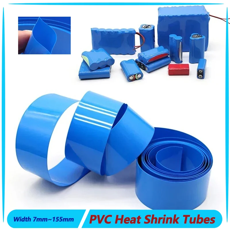 

Width PVC Heat Shrink Tube 18650 Lipo Battery Pack Insulated Cable Sleeve Protection Battery Film Wrap 1~20m Blue 7mm ~ 155mm