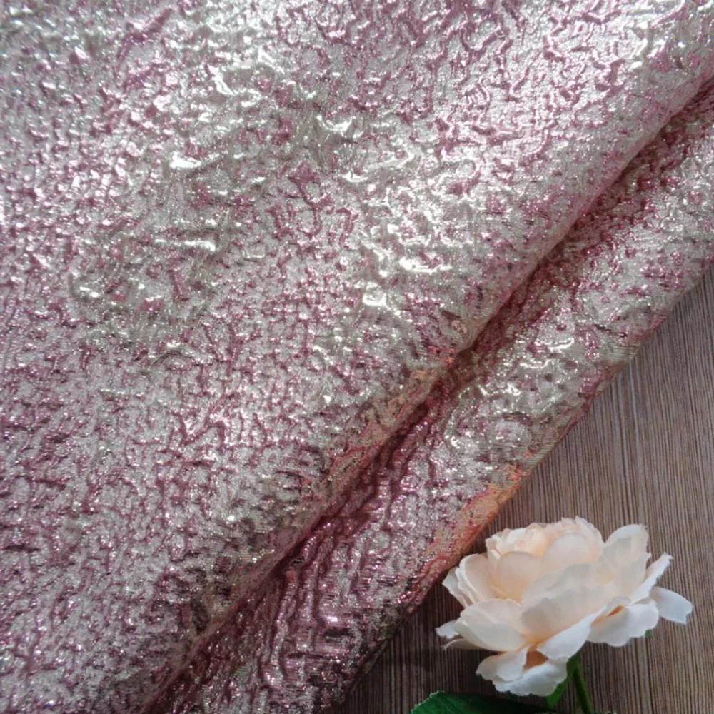 Fashion Fabric High-definition Gold and Silver Thread Pink green Brocade Jacquard Handmade DIY Fabric Sewing Pleated Curtain