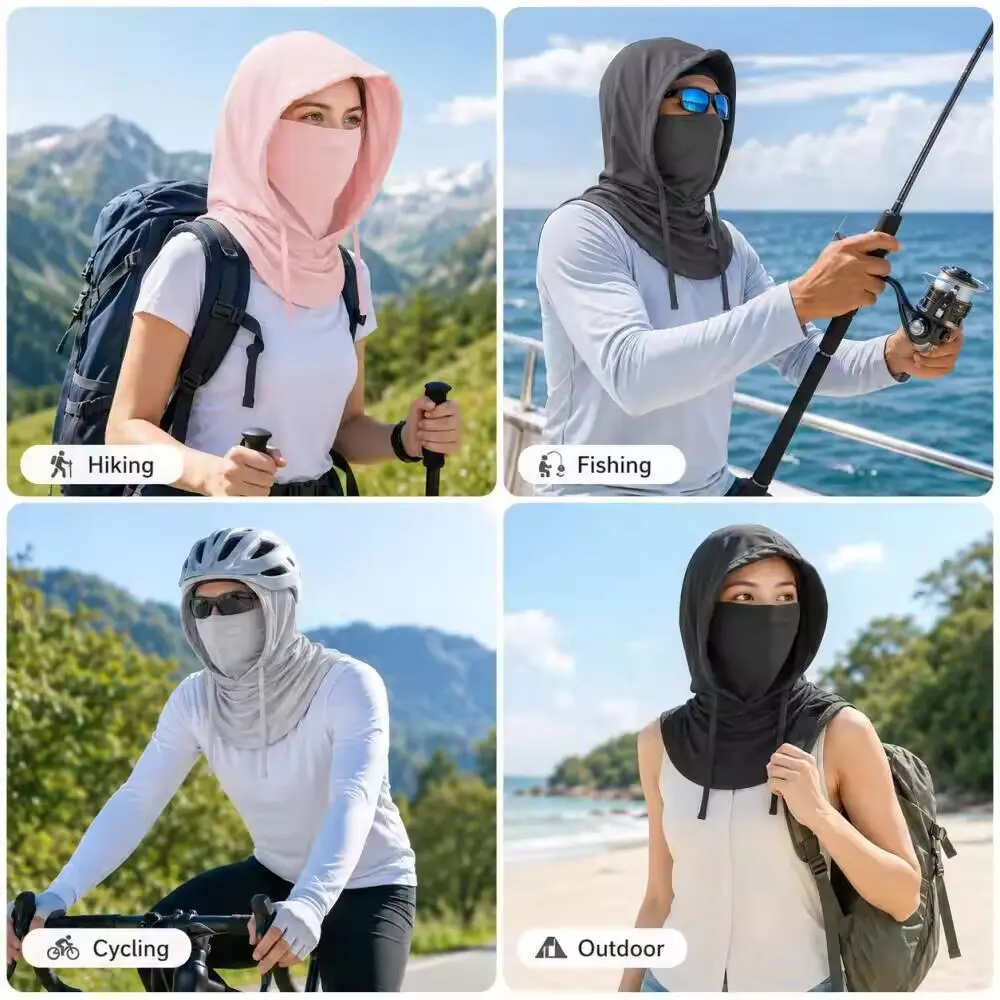 Passamontagna Unisex con Copricollo Lungo per Ciclismo, Moto, Pesca - Protezione Solare/UV, Traspirante per Sport all'Aperto