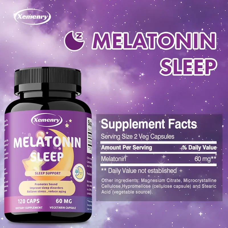 Melatonin Capsules - Improve Sleep Quality, Adjust To Time Zone Changes, Boost Immunity, Enhance Health, and Enjoy Deep Sleep