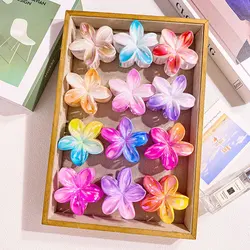 Sweet Gradient Colorful Flower Acrylic Hair Claw Clip Korean Women Girls Hairpin Summer Beach Hawaiian Headwear Hair Accessories