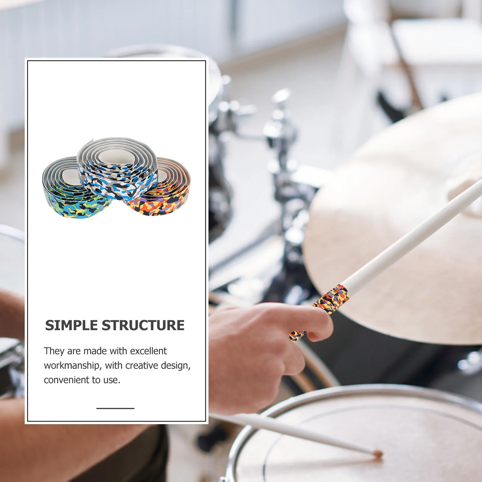 

6 Pcs Drumstick Anti-slip Belt Drumming Tape Wraps Grips -sliding Cover Drumsticks for