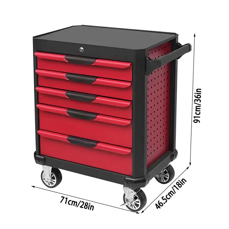 5-Drawer Rolling Tool Chest Heavy Duty Storage Tool Box with Wheels and Drawers Toolbox with Lock for Workshop Mechanics Garag