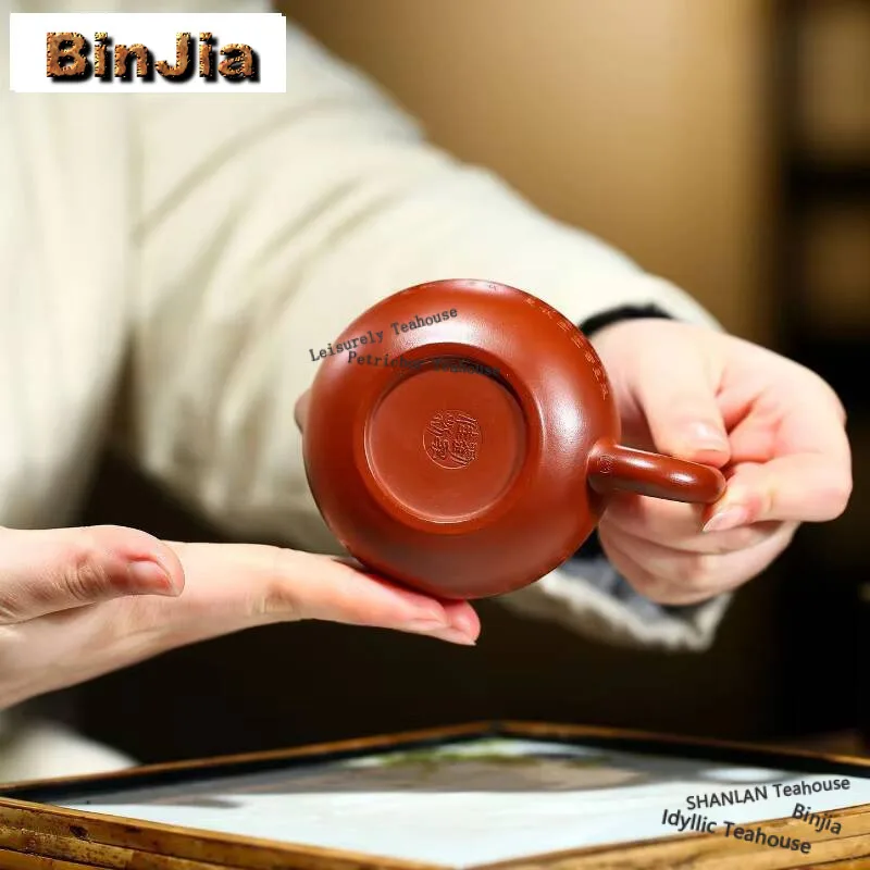 160ml Yixing Purple Clay Teapot Handmade Heart Sutra Xishi Pot Raw Ore Dahongpao Mud Tea Maker Kettle With Strainer Zisha Teaset