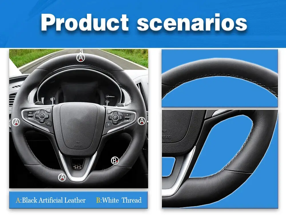 Hand Sewn Non-slip Custom Artificial Leather Hand-Stitched Steering Wheel Cover for Opel Insignia Grand Interior Accessories - view 6
