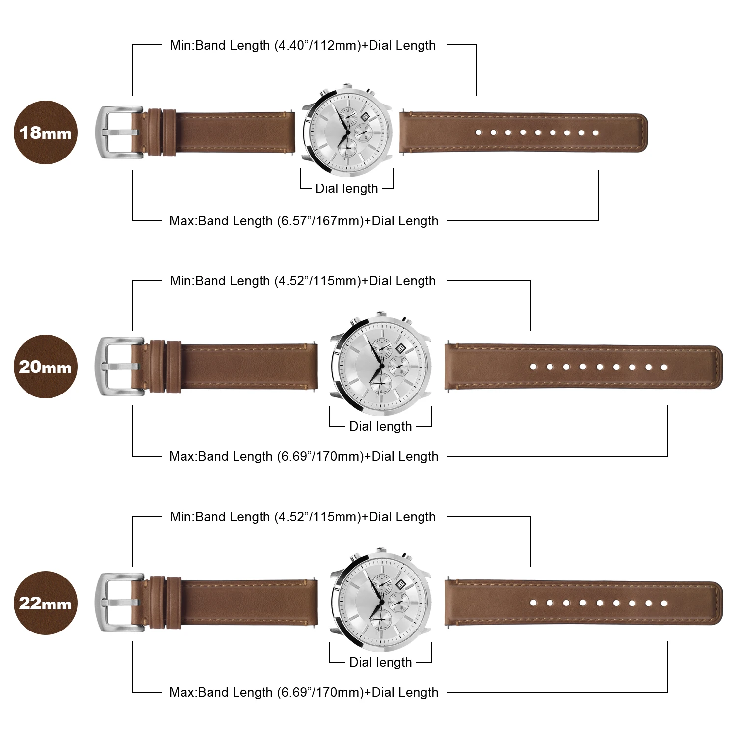 Fullmosa Quick Release Watch Band 22mm 20mm 18mm Burnished Leather Strap for Samsung Galaxy Watch/HuaWei Watch/Garmin/CITIZEN