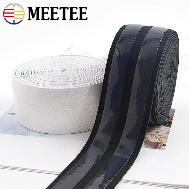 1/2/5M Meetee 5cm Nylon Elastic Band For Sewing Non-slip Silicone Rubber Clothes Pants Belt Stretch Webbing Tape DIY Accessories