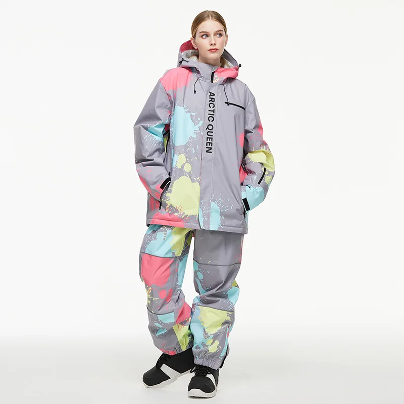 Women's Ski Clothes, Snow Wear Suit Sets, Snowboard Clothing, Winter Costume, Ski Jacket and Strap Pant for Female, For Adult