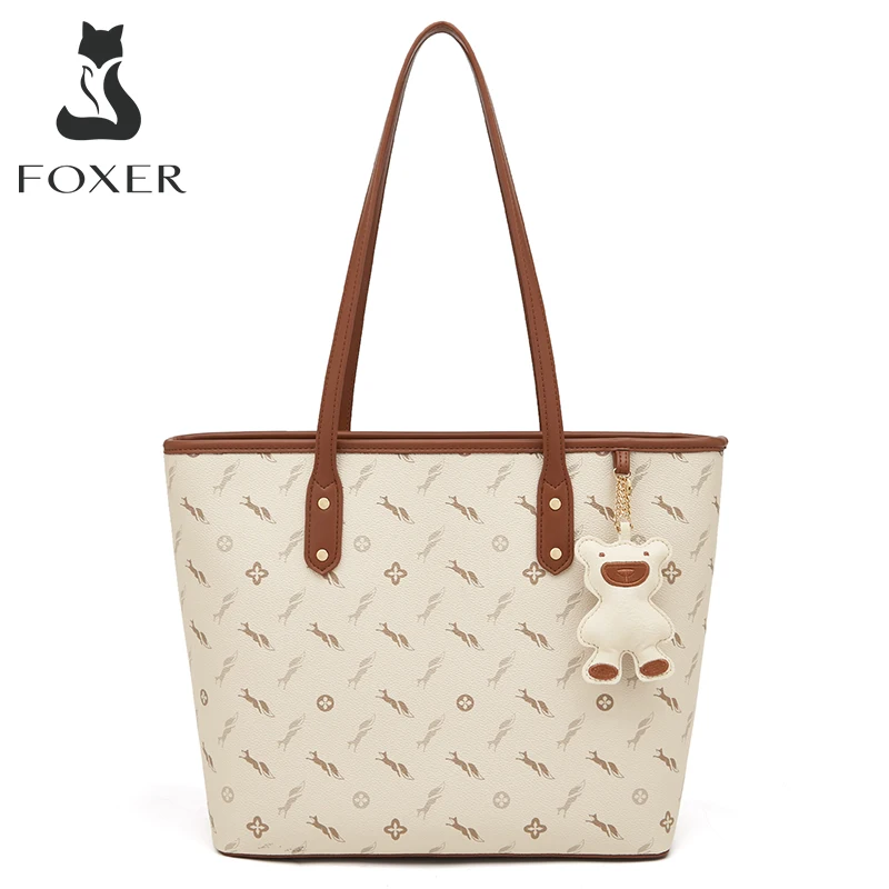 FOXER Brand Women' High Capacity Handbag Fashion Commute Shoulder Bag PU Leather Big Size Travel Top-Handle For Lady Office Tote