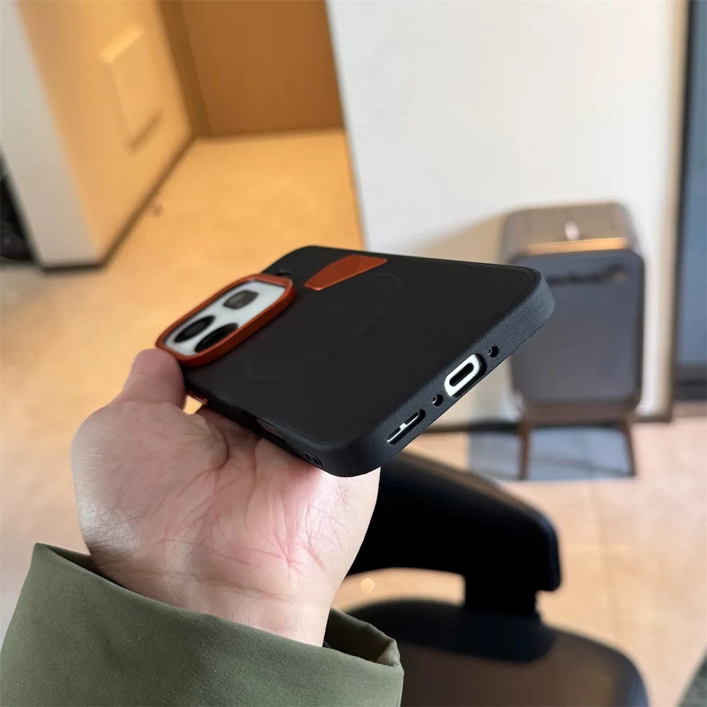 Luksusowe etui biznesowe z magnetycznym zabezpieczeniem przed uderzeniami, wykonane ze skóry PU, do OPPO Find X9 Pro Reno 15 X8 Ultra X8S+, z obsługą magnetycznego ładowania bezprzewodowego. — zdjęcie produktu 3