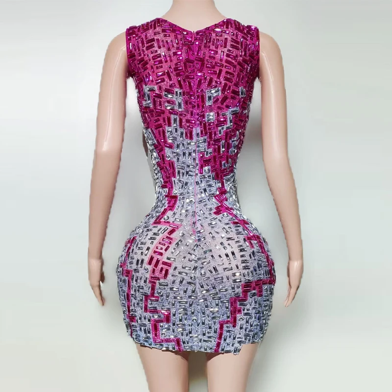 Neue Voller Strass Party Kleid Frauen Feiern Abendkleider Nachtclub Bar Festival Outfit Bühne Leistung Tragen XS10127
