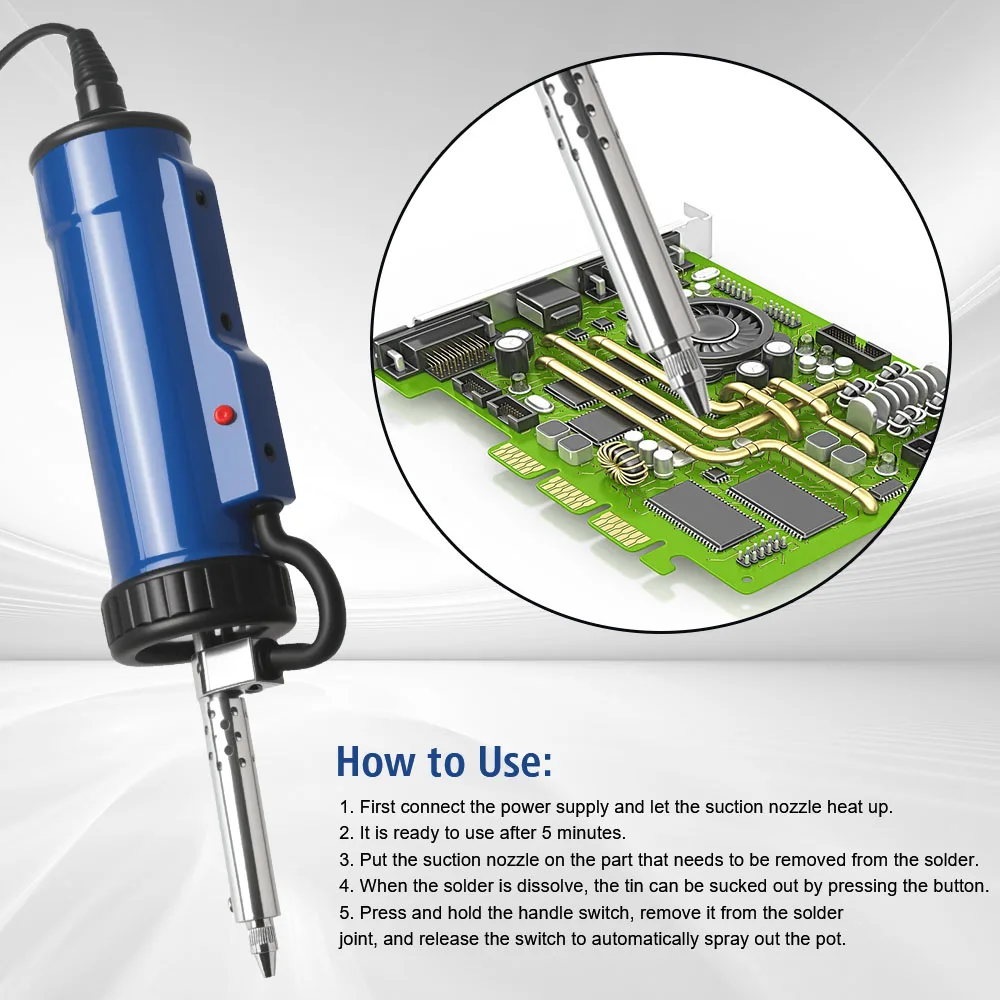 ADT03 220V Electric Solder Automatic Tin Sucker Removal Pump Portable 3 Suction Nozzles Vacuum Soldering New Desoldering Machine