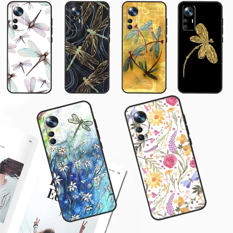 Dragonfly Insect Pattern For POCO M6 Pro X6 Pro X3 X5 F3 F5 M5s Phone Case For Xiaomi 14 12T 11T 13T Pro 12 13 Lite