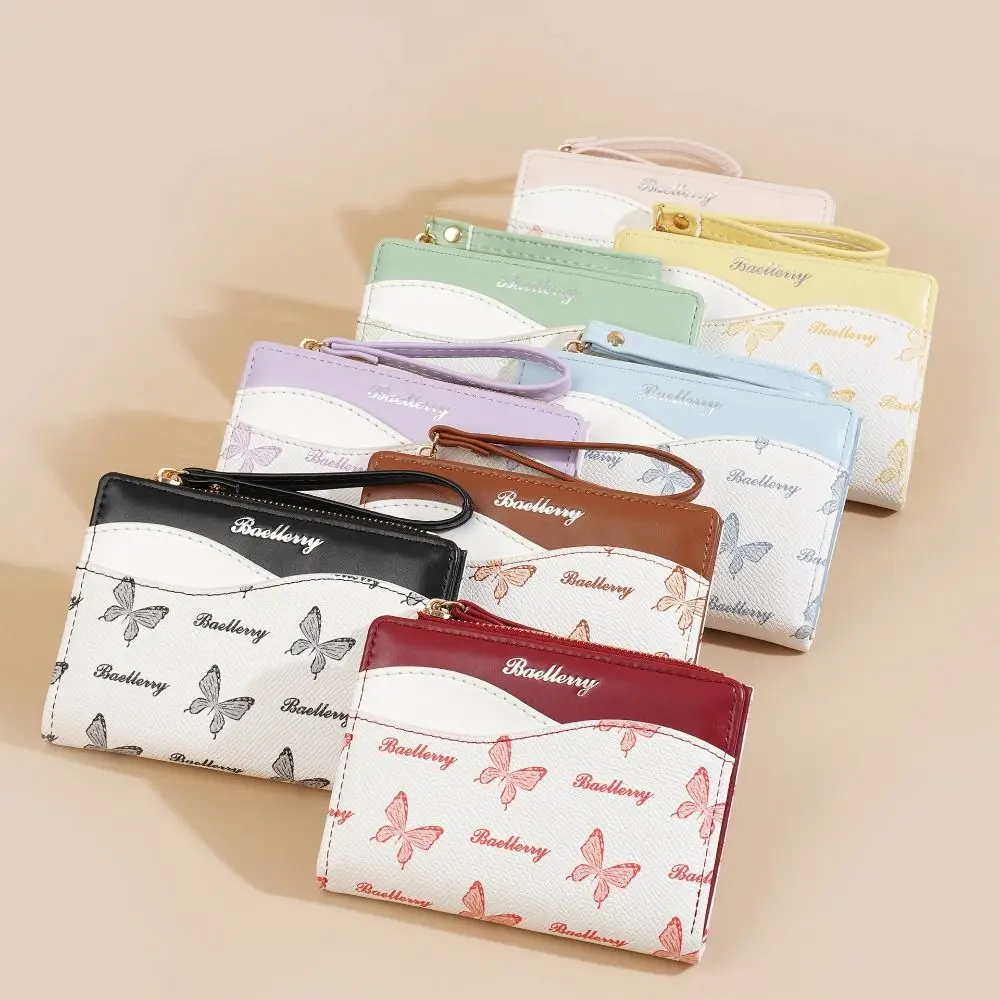 

Wear-resistant PU Leather Women's Wallet 2 Folds Multi-Cards Slot Credit Cards Bag Portable Anti-theft Zipper Coin Purse Student